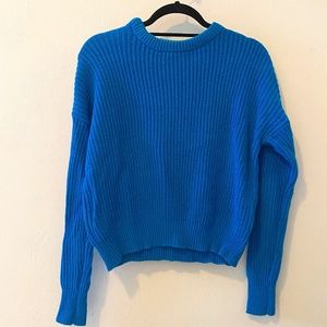 Urban Outfitters Slightly Cropped Bright Blue Crewneck Sweater